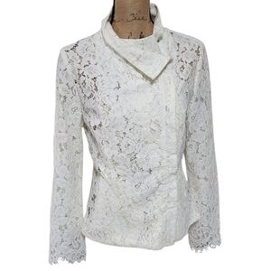 Luba by Hannah Payne Academia white‎ lace structured jacket pleated back size 6